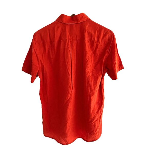 New L.L. Bean Signature Button Up Top Size Small Slim Fit Orange Linen Blend NWT - Picture 7 of 7